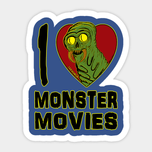 I Love Monster Movies Sticker